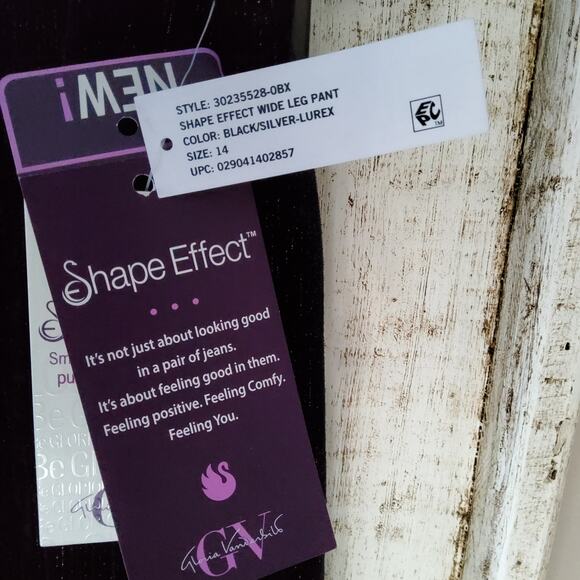 Gloria Vanderbilt Women's 14 Shape Effect Wide Leg Pant Black Metallic Glitter - Picture 9 of 9